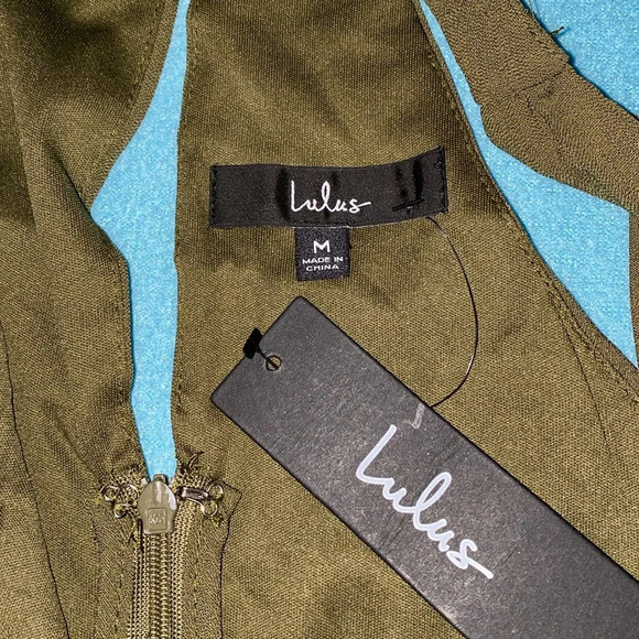 LULUS In The City wrap top jumpsuit olive belted lined 2 pockets NEW size M - Picture 8 of 15